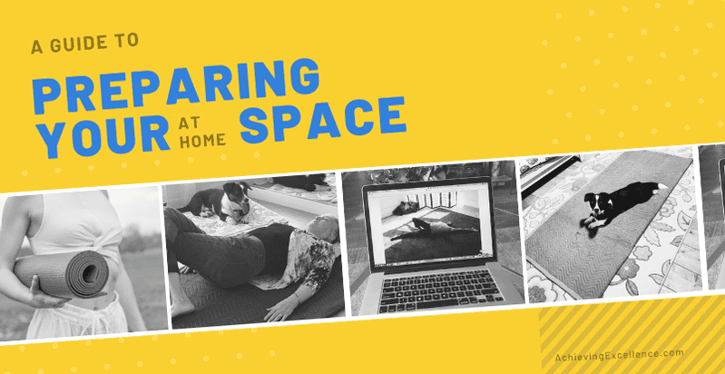 Image montage of how to prepare your at-home space for doing Feldenkrais Awareness Through Movement lessons.