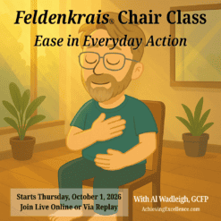 October Feldenkrais Chair Class Cartoon Al sitting on a chair